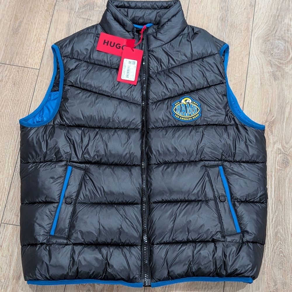 $398 Mens BOSS x NFL "Corner" Los Angeles Rams Recycled Polyamide Vest 2XL